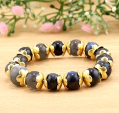 Natural Labradorite stone beaded bracelet, Adjustable bracelet for women